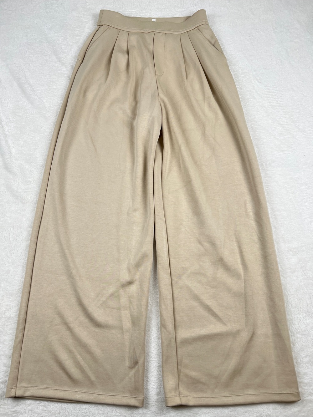 Halara Flex Wide Leg Work Pants High Waisted Pockets Beige S Regular
